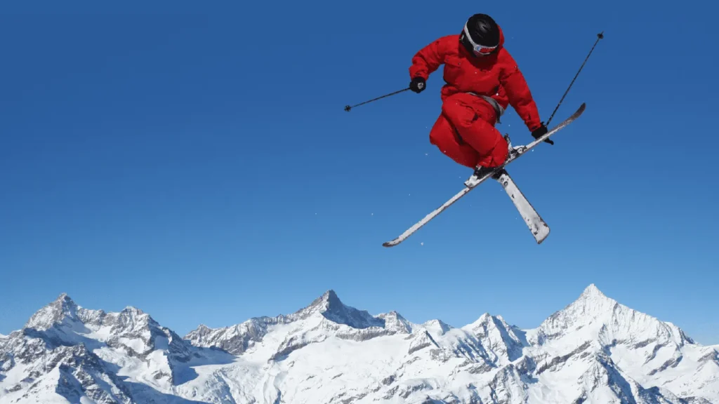 A person skiing at risk for Common winter sports injuries caused by cold and icy conditions