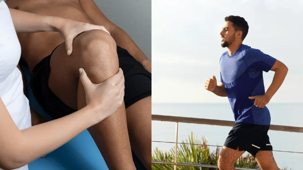 An athlete receiving sports medicine care